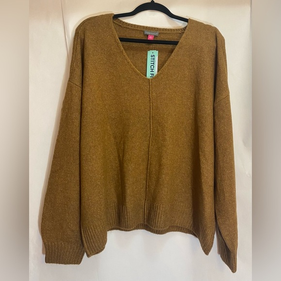 Vince Camuto Women’s V Neck Center Front Seam Cozy Sweater Brown Size XL - Picture 1 of 8